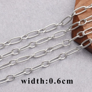 18K gold-plated O-shaped metal DIY chain with textured oval links and 0.6cm width