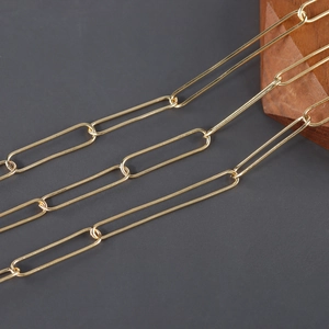 Minimalist 18K gold plated copper paperclip link chain for DIY bracelet and necklace making