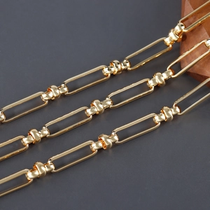 Minimalist 18K gold plated long oval link chain for DIY jewelry making and necklaces
