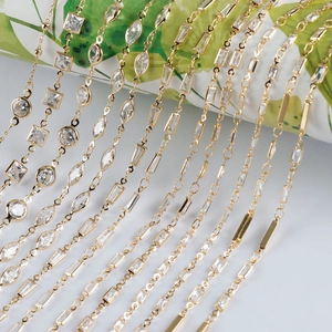 Catena DIY in Rame e Zirconia per Creazione Gioielli Collana Braccialetto Accessorio Minimalista Placcato Oro Gioielli di Moda Geometrici