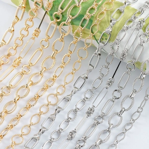 Cadena de Cobre Bañada en Oro de 18K para Hacer Joyas DIY Collar Pulsera Hecha a Mano Material Cadena de Eslabones de Metal