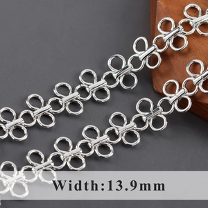 Cadena de eslabones de trébol rodiada de 13,9 mm para creación de joyas artesanales