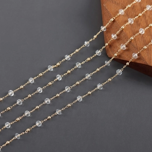 Detail of 18k gold plated chain featuring irregular crystal beads for DIY jewelry making