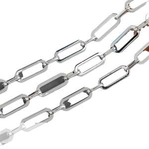 Polished silver rectangular paperclip chain links for minimalist jewelry making DIY