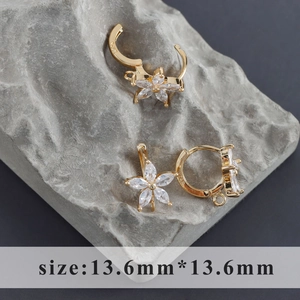 18k gold plated flower hoop earrings with zircon petals and S925 silver stamp