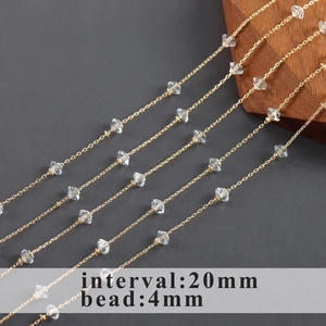 18k gold plated chain with 4mm crystal beads and 20mm intervals for DIY jewelry