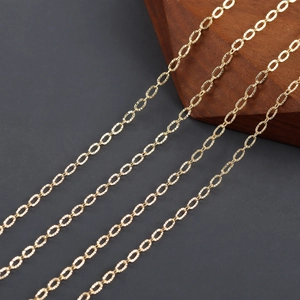 Detail von 18k vergoldeten O-Ketten mit facettierten Gliedern für DIY-Schmuckherstellung
