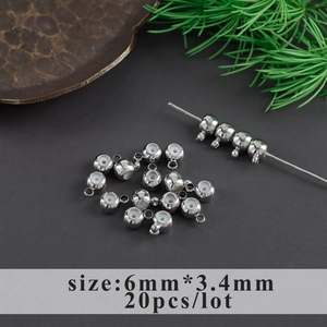 6mm silver metal slider beads with silicone core and hanging loops for DIY jewelry making