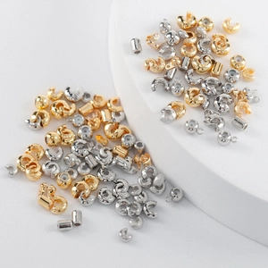 Polished gold and silver U-shaped jewelry positioning beads for DIY bracelet making
