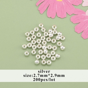 200 pezzi perline distanziatrici placcate oro 18k 2,7x2,9mm per creazione gioielli fai da te