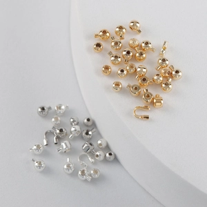Perline distanziatrici rotonde placcate oro 18k e rodio con connettori per gioielli DIY