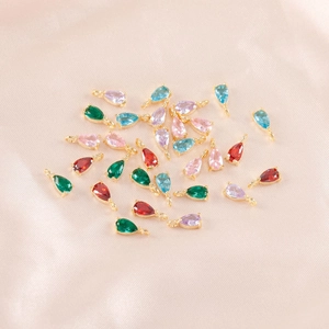 Colgantes de Gota de Agua de Cobre y Circonia DIY Chapados en Oro Dijes de Lágrima Para Collar Pulsera Pendiente Joyería