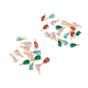 Colgantes de gota de circón multicolor bañados en oro de 18k para joyería artesanal DIY
