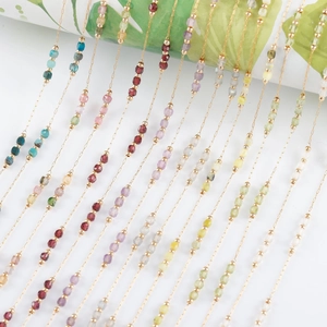 Minimalist Stainless Steel Beaded Chain With Natural Stones Rock Crystal Amethyst DIY Jewelry Making Handmade Accessories