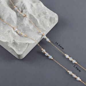 Minimalist gold stainless steel beaded chain with 2.5mm moonstone beads for DIY jewelry