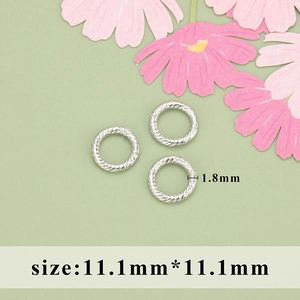 Close-up of 11.1mm rhodium plated twisted rope rings for DIY jewelry making