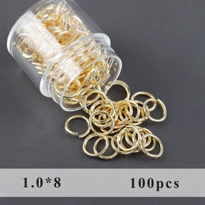 1,0x8mm επιχρυσωμένοι ανοιχτοί κρίκοι για DIY κοσμήματα, συσκευασία 100 τεμαχίων