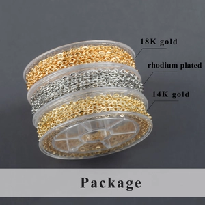Rouleaux de chaînes DIY en or 18K, or 14K et rhodium pour la création de bijoux