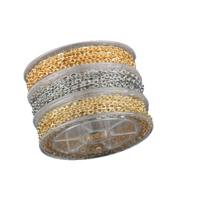 Trois bobines de chaînes O en plaqué or 18k et rhodium pour la création de bijoux DIY