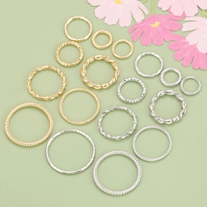 Gold Rhodium Plated Brass Twisted Pattern Rings DIY Jewelry Making Findings Accessories Minimalist Metal Finger Rings