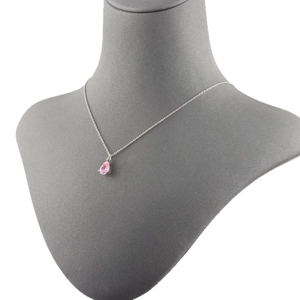 18k gold plated silver necklace with a pink pear-cut zircon teardrop pendant charm