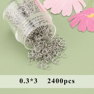 Rhodinierte 0,3x3mm offene Biegeringe im Glas für DIY-Schmuckherstellung, 2400 Stk