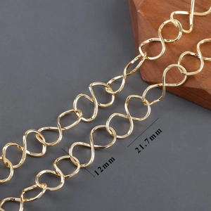Chaîne à maillons infini plaquée or 18 carats pour bijoux, maillons 12mm x 21,7mm