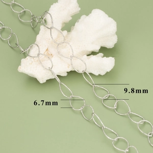 Silver embossed link chain in 6.7mm and 9.8mm sizes for DIY jewelry making