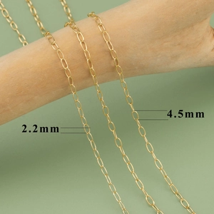 18k gold plated stainless steel paperclip chain DIY jewelry making extender 2.2mm 4.5mm