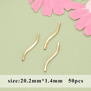50 pieces of 18k gold plated curved tube connectors for DIY necklace and earring making