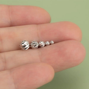 Cuentas redondas facetadas de oro de 18k y rodio en cinco tamaños para joyería DIY
