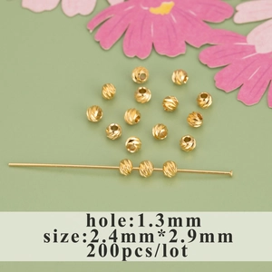 Cuentas espaciadoras facetadas bañadas en oro 18k 2,4mm para joyería DIY 200 piezas