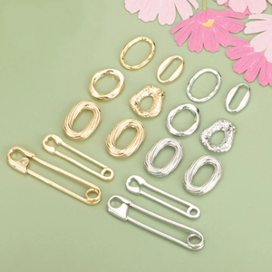Accesorios de Joyería DIY de Cobre Chapado en Oro 18K Conectores Ovalados Geométricos Minimalistas Alfiler de Gancho Mujer