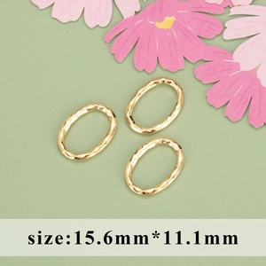 Tres colgantes ovales martillados chapados en oro 18k para joyería DIY 15,6mm x 11,1mm