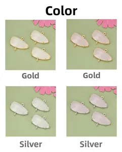 Irregular 18k gold-plated glass charms in pink and white with three connection rings