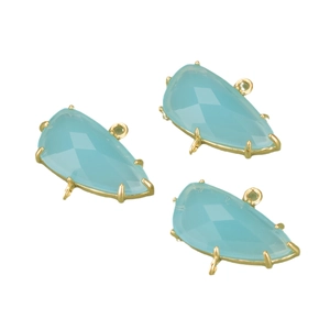 18k gold plated irregular light blue glass pendants for DIY jewelry necklace making