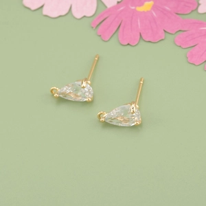 Pendientes de gota bañados en oro 18k con circonitas y anillas para diseño DIY