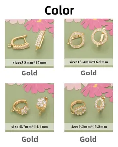 Dettaglio di ciondoli per orecchini a fiore e geometrici placcati in oro 18K con zirconi