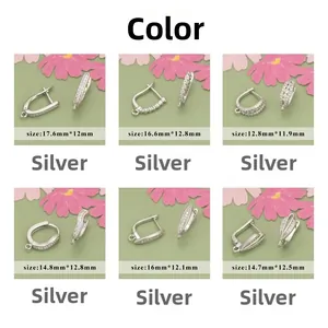 Macro shot of silver plated micro-pave cubic zirconia earring clasps for DIY jewelry