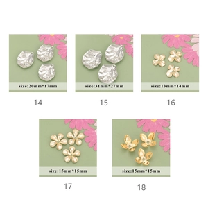 Detailed views of 18k gold plated floral DIY jewelry components in various sizes