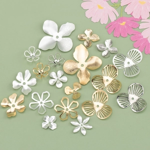18K Gold Plated Copper Flower Bead Caps Floral Petal Trays For DIY Earring Necklace Handmade Jewelry Making Accessories