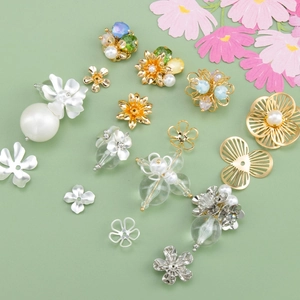 18k gold plated flower petal charms and beads for DIY jewelry making in assorted styles