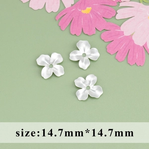 Three frosted silver flower charms for DIY jewelry making size 14.7mm by 14.7mm