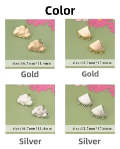 Detailed views of cloud and semi-circle 18K gold plated earring studs for DIY jewelry