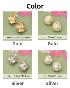 Detailed view of 18K gold plated irregular lava and pearl stud earring DIY components