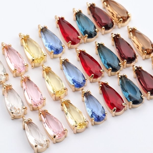 18K Verguld Koper Gefacetteerd Glas Traanvorm Hanger Zonder Ketting DIY Sieraden Maken Slanke Peer Vorm Kristallen Bedels