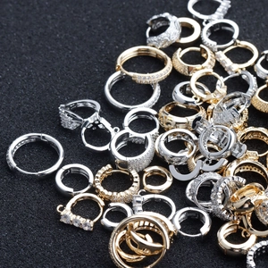 DIY Round Copper Earring Clip Findings With Loop 18K Gold Silver Plated Rhinestone Inlaid Jewelry Making Accessories For Women