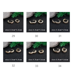 Selection of 18k gold plated earring clips with cubic zirconia and size dimensions