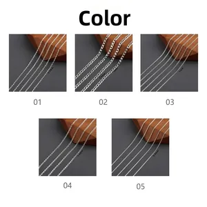 Detalle de cinco estilos de cadenas DIY bañadas en oro de 18k y rodio de 0.8mm a 4.6mm