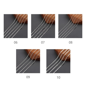 Detaillierter Vergleich verschiedener rhodinierten Kettenbreiten von 0,9 mm bis 2,5 mm